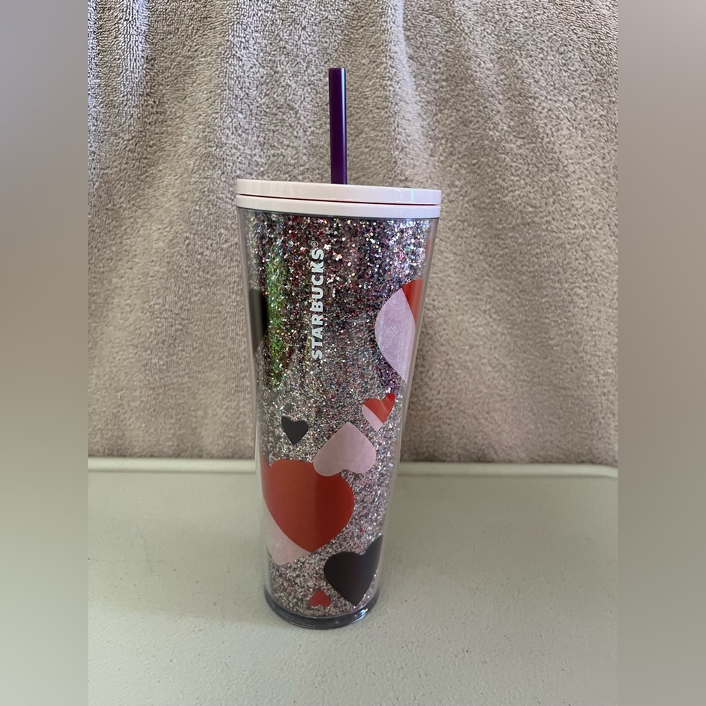Starbucks Glitter Hearts Cup 24oz Valentines Day 2021 Release NWT